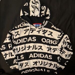 Adidas All-over typo Black and White Hoodie